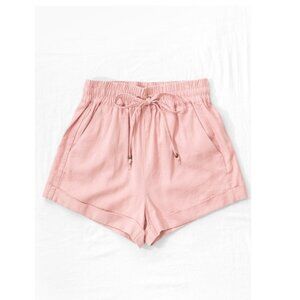 Mauve Linen Waistband Shorts with String Tie